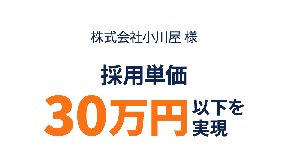 株式会社小川屋様　採用単価30万円以下を実現
